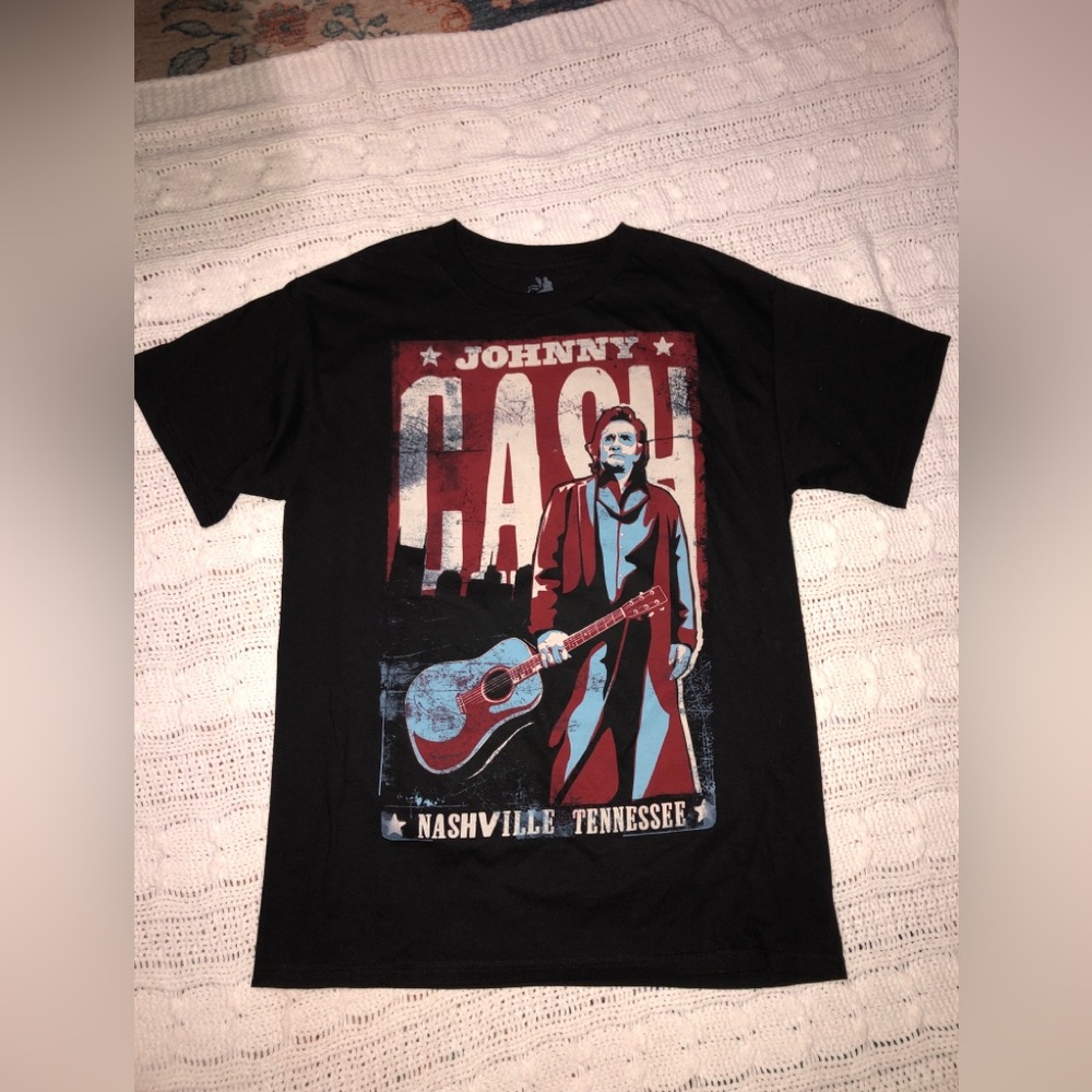 Men’s ZION BOOTWEAR SZ M Black Johnny Cash Graphic T-Shirt